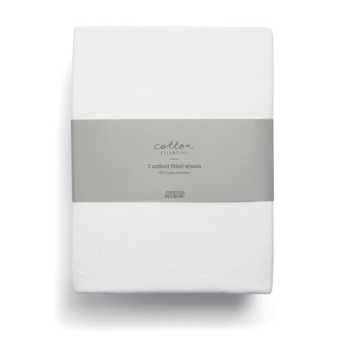 Mamas & Papas 2 Pack Cotbed Fitted Sheets, White (142x70x19cm) 1