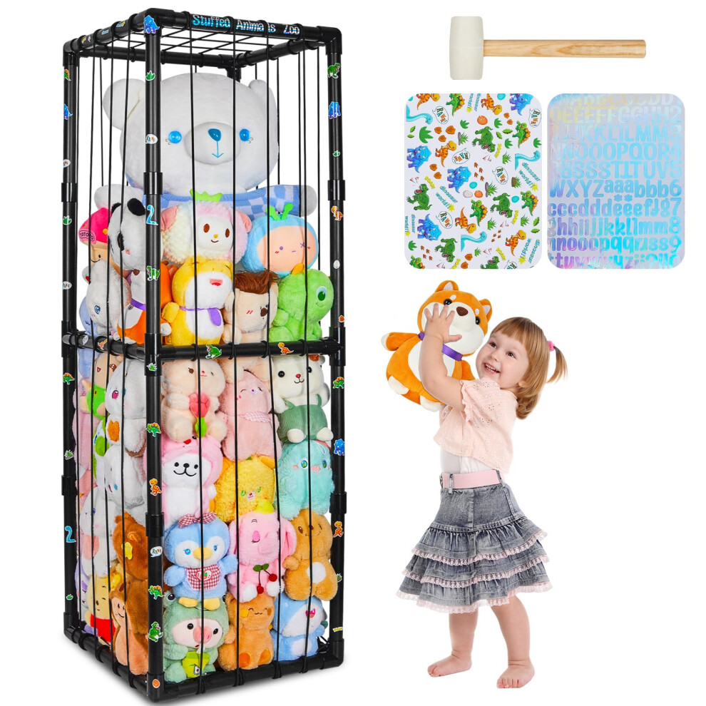Stuffed Animals Zoo Storage Soft Toy Holder Organiser Large Cuddly Toys Storage Shelf With Elastic Band Stuffed Animals Cage For Nursery Playroom Mhjy
