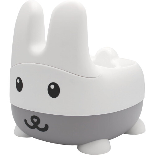 Bunny Training Potty with Back Rest, Removable Bowl & Lid (Grey)