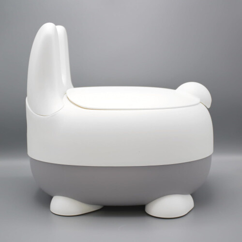 Bunny Training Potty with Back Rest, Removable Bowl & Lid (Grey) 2