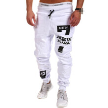 (White,XL)Calças de moletom masculinas para corrida e ginástica esportiva slim fit skinny