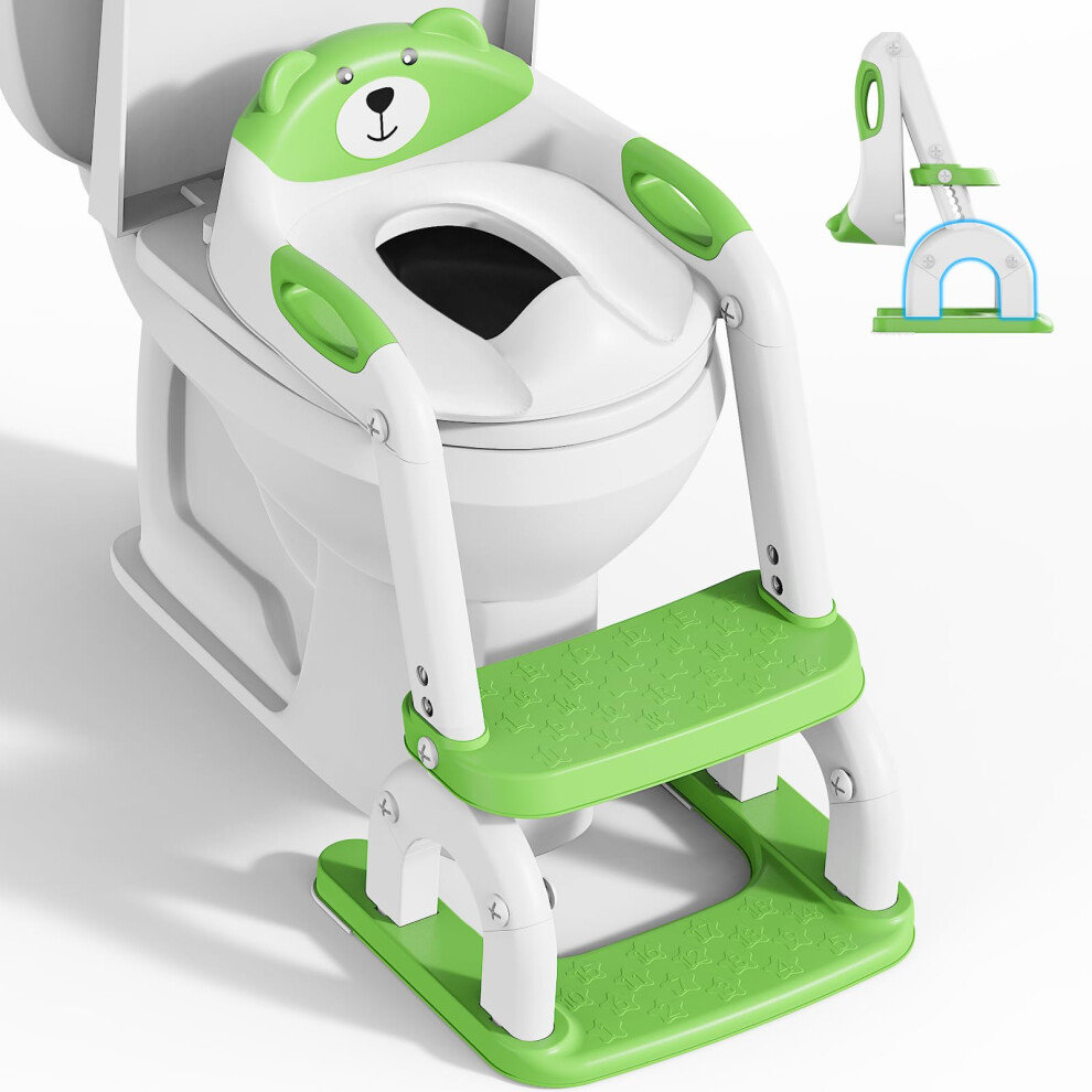Kyyoke Kids Toilet Seat With Stairs, Upgraded Toilet Accessories For Boys And Girls, 2 In 1 With Ladders, Height Adjustable, Comfortable Safe Toilet Seats,
