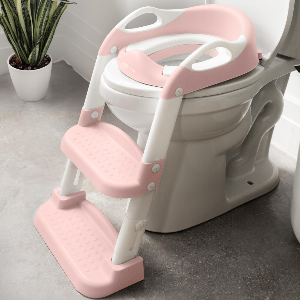 Jool Baby Potty Training Seat With 2 Step Ladder For Toddlers - Splash Guard, Adjustable Height (Pink) Pink Jool Baby Products