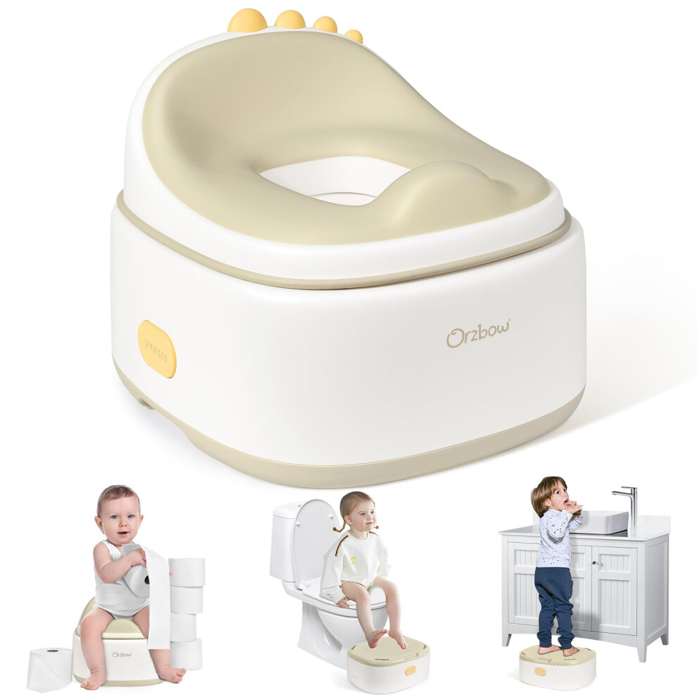 Orzbow Multifunctional Toddler Toilet Seat, Universal Potty Training Toilet Seat, Stowable Kids Toilet Seat With Footstool, Minimalist Design, Easy