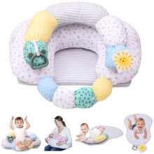 MIIMER 4-in-1 Tummy Time & Nursing Pillow with High, Firm, Large Area, Detachable Seated Support Cushion, Removable and Machine Washable Slipcovers,