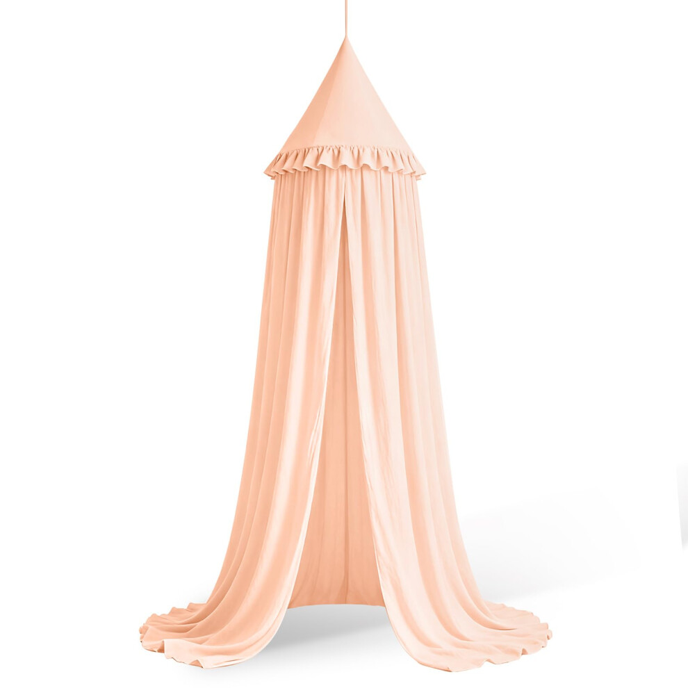 Hotut Kids Bed Canopy With Ruffles,Round Dome 240Cm,Girls Mosquito Net,Nursery Room Decoration,Bed Kids Tents Nursery Room Baby Bed,Children Reading