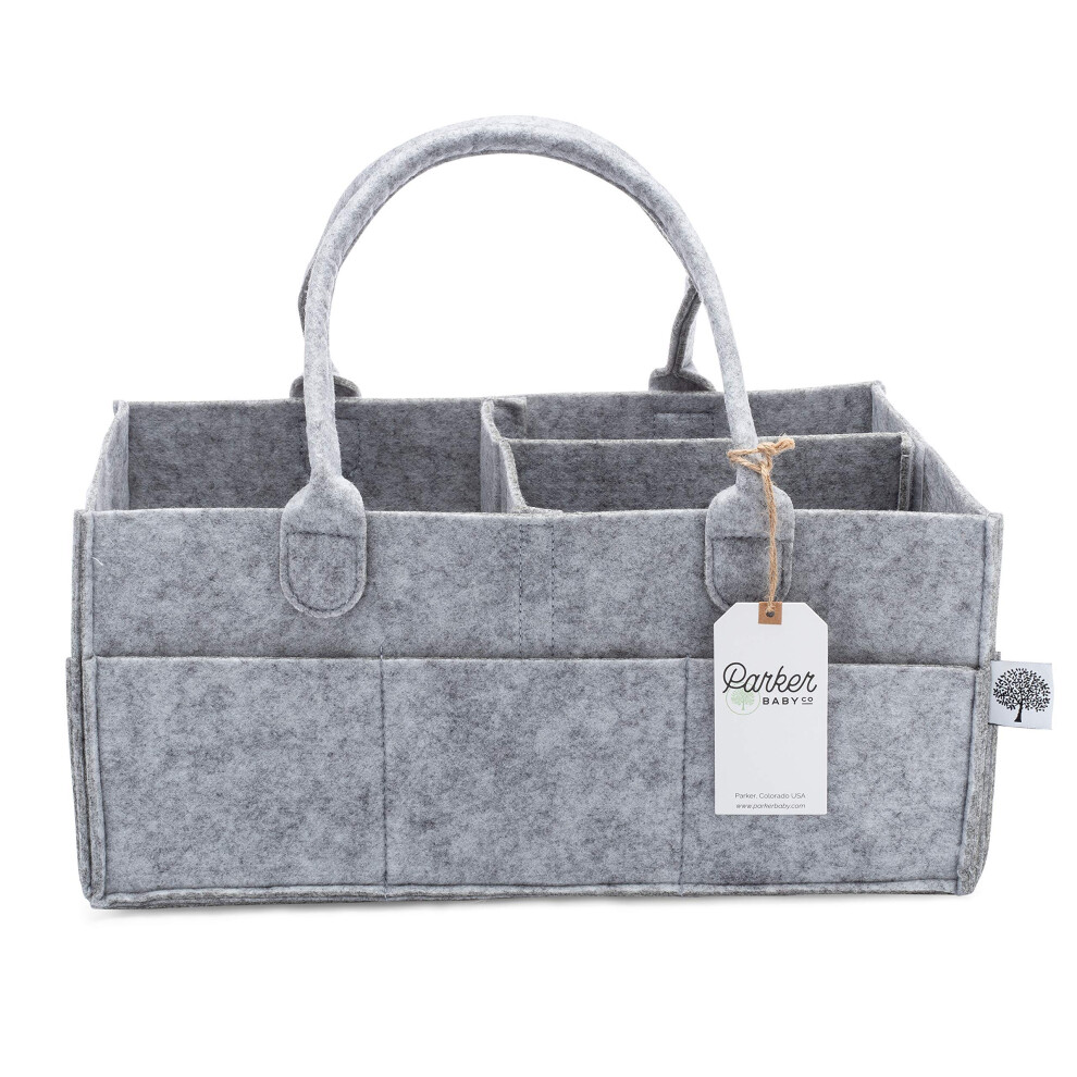 Parker Baby Diaper Caddy - Nursery Storage Bin And Car Organizer For Diapers And Baby Wipes - Large Gray Parker Baby Co.