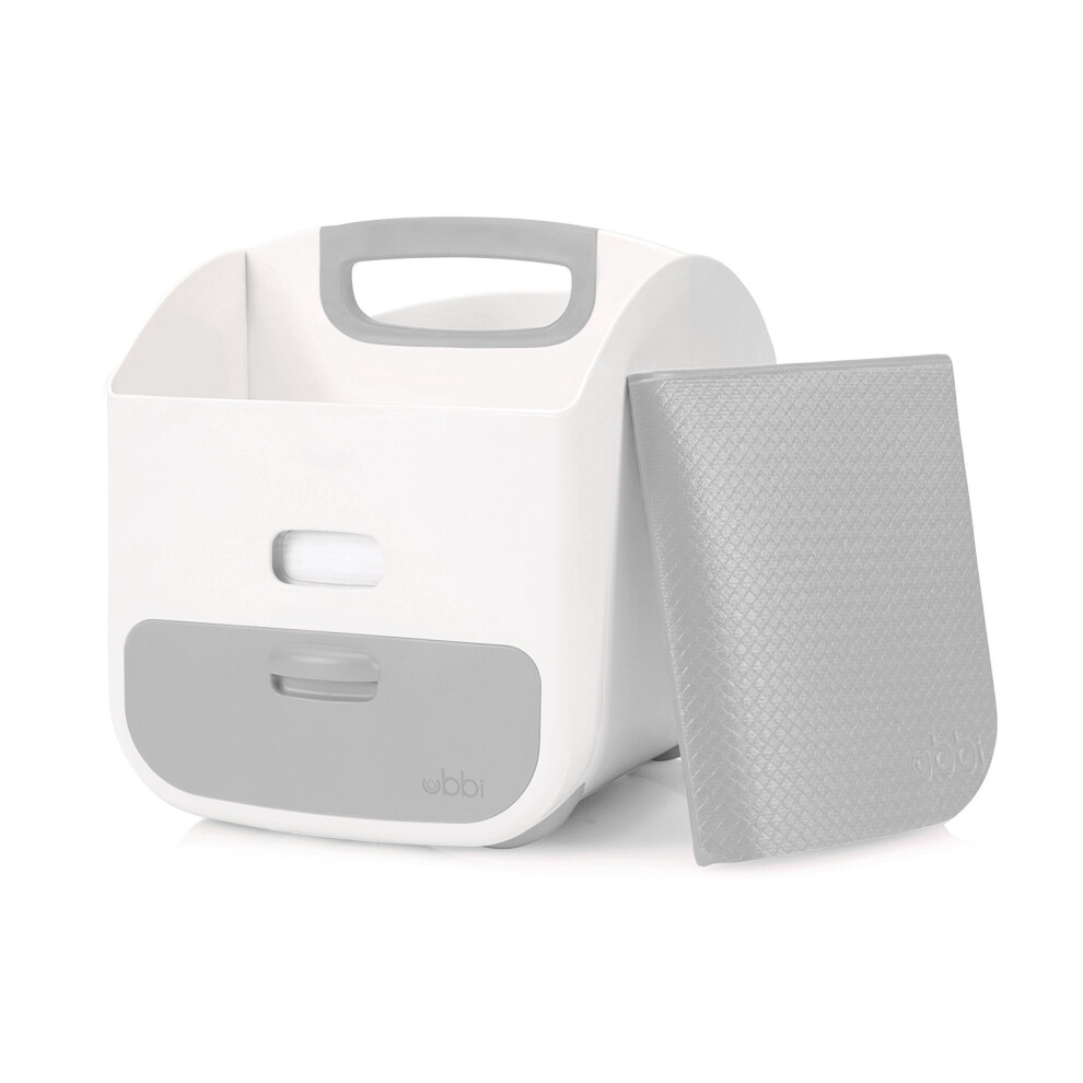 Portable Diaper Changing Station Nappy Storage Caddy Organizer With Changing Mat, Stores Baby Diapers, Wipes And Baby Accessories, Grey Ubbi
