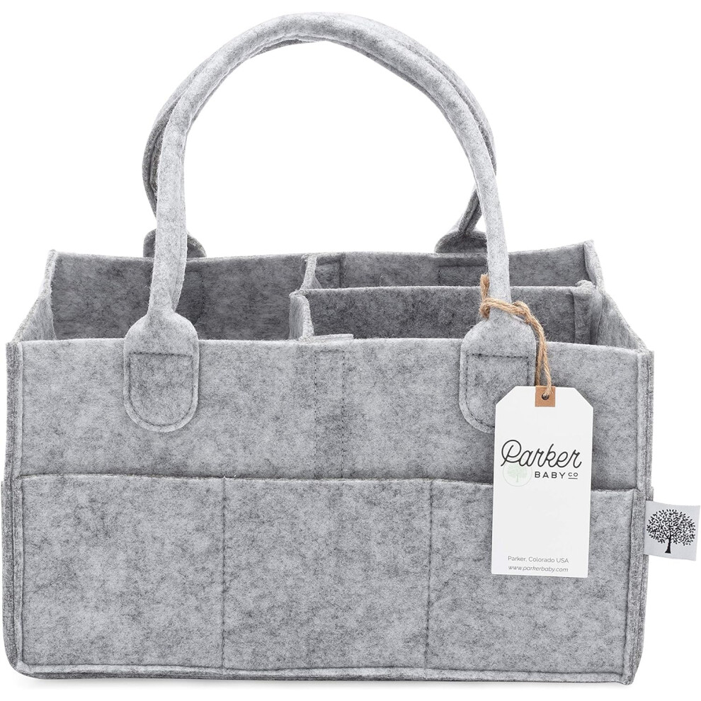 Parker Baby Diaper Caddy - Nursery Storage Bin And Car Organizer For Diapers And Baby Wipes Gray Parker Baby Co.