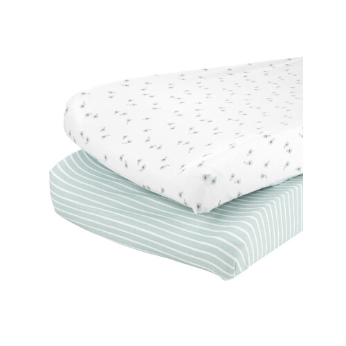 Simple Joys by Carter's Baby 2-Pack Cotton Changing Pad Covers, Stripe/Avocados, One Size 1