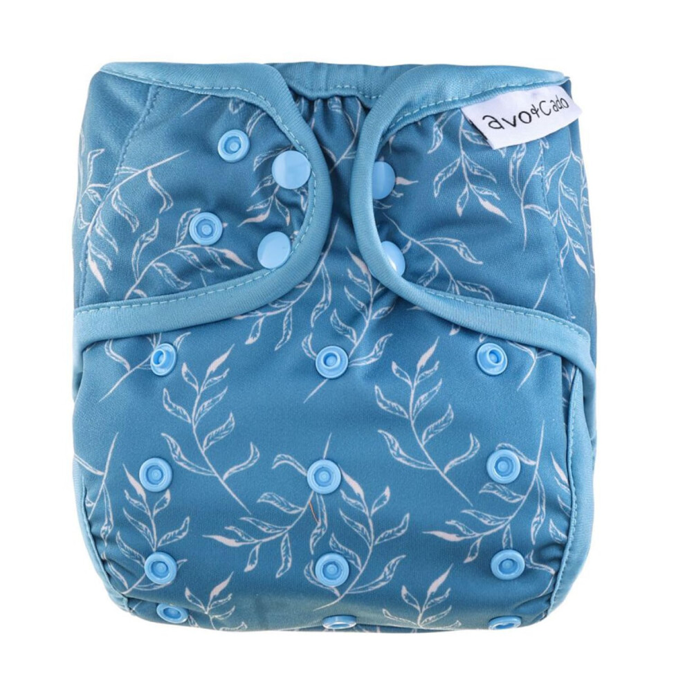Avo + Cado Avo+Cado One Size Cloth Nappy Cover (Yaw) - Unisex - 5-16Kg - 1 Count - Size 5/6 - Waterproof - Leaves Pattern - Reusable