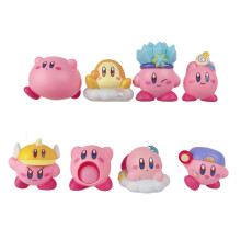 (Yellow Hat) 8pcs Kirby Mini Figure Set Car Doll Cake Baking Ornament Anime Models Kids Gifts