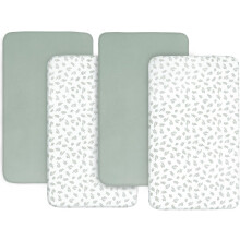 Next to Me Crib Sheets 4 Pack,Ultra Soft Sheets Fitted 83x50cm,Compatible with Chicco Next2Me & Tutti Bambini Cozee Crib Mattress,Green Leaf