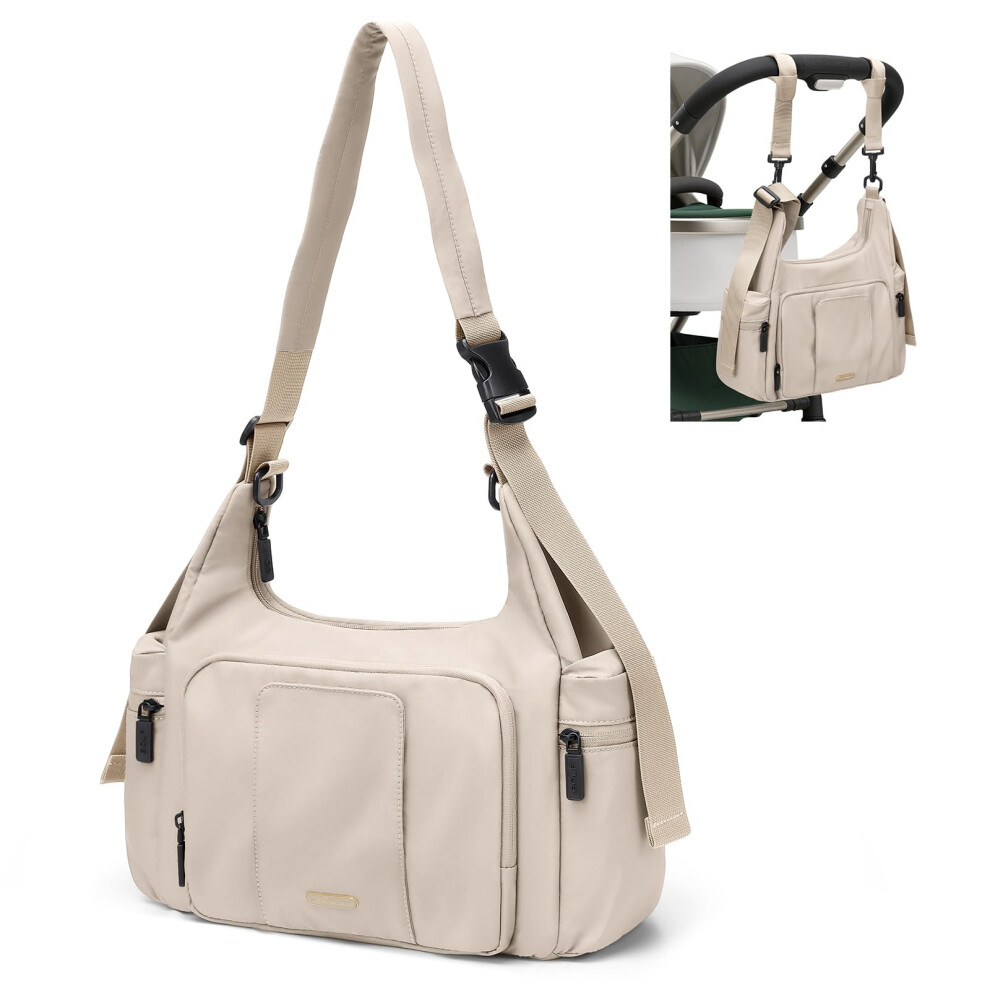 Golf Quality 14L Puffer Diaper Bag, Large Capacity Travel Diaper Bags, Hospital Shoulder Bag For Mom, A-Apricot, 14L