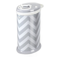 Ubbi Stainless Steel Nappy Bin, Odour Locking, No Special Bag Required, Award-Winning Diaper Pail, Cassette Free Disposal System, Grey Chevron