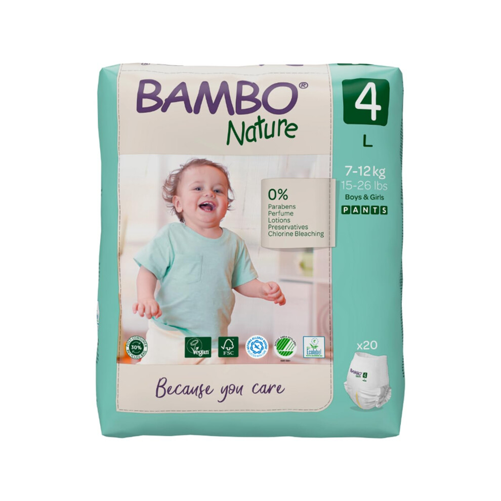 Premium Training Pants, Pull Ups, Eco-Labelled Potty Training Pants, Training Nappy Pants, Secure & Comfortable, Discreet Pants For Bambo Nature