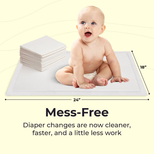 Peekapoo - Disposable Changing Pad Liners (50 Pack) Super Soft, Ultra Absorbent & Waterproof - Covers Any Surface for Mess Free Baby Diaper Changes 1
