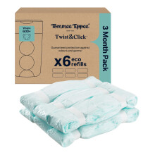 Tommee Tippee Twist & Click Nappy Bin Refills, Pack of 6, each 10.5 metres, Multilayer, Antibacterial* Film, Designed to Slot into Your Existing Twist
