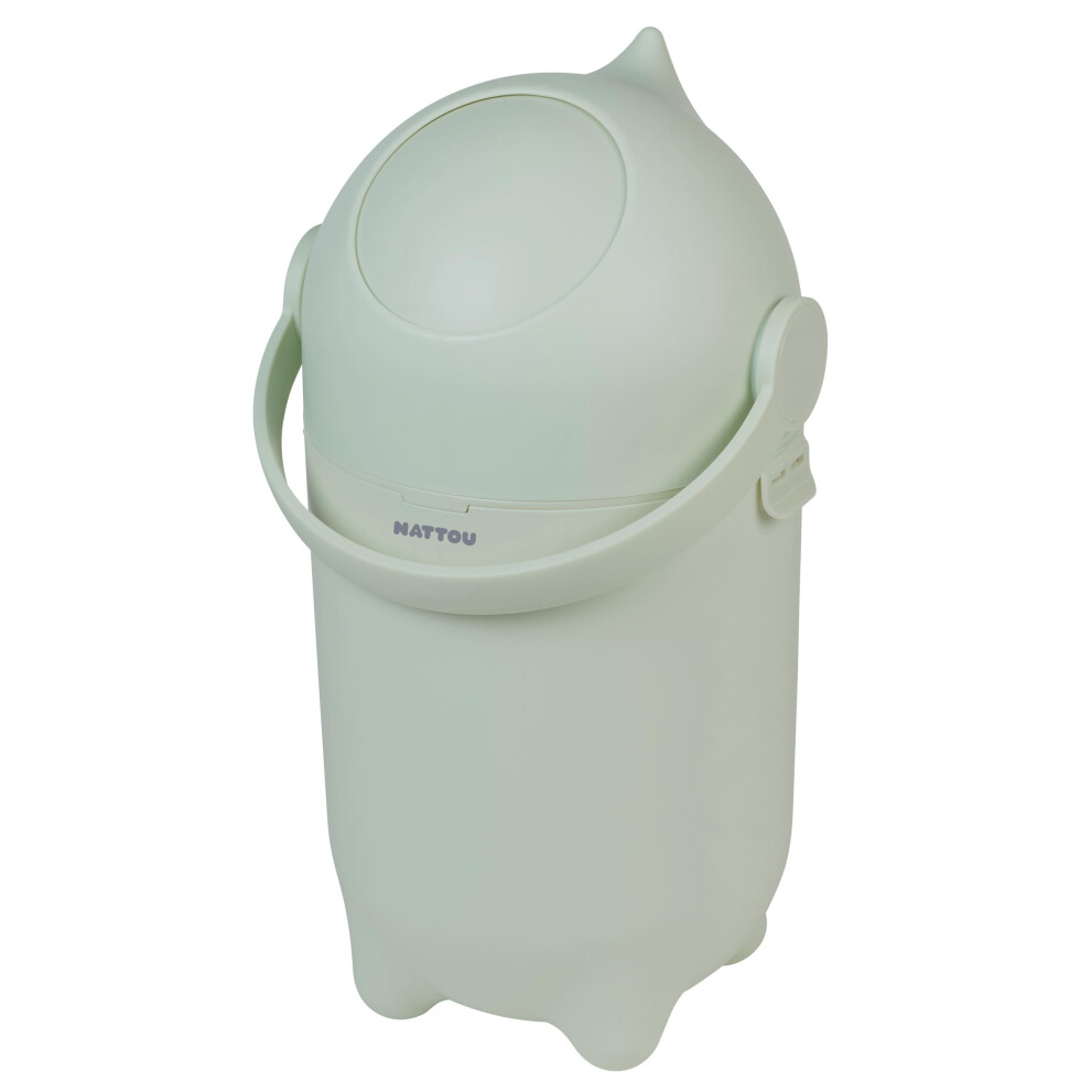 Dropy Odour-Proof Nappy Bin ? Pale ? One-Hand Operation, Fits Any Plastic Bag, Stylish & Compact Baby Waste Solution (49.5 X 28 Cm) Green Nattou
