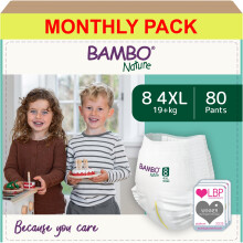 Bambo Nature Size 8 (19+kg) Training Pants, Box of 80 Size 8 Nappy, Soft and Secure Pull-Up Pants for Ultimate Comfort and Enhanced Protection,