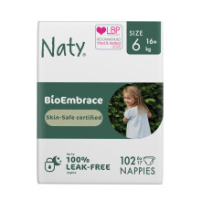 Naty BioEmbrace Baby Nappies | Sensitive Skin Safe Certified | Leak Protection up to 100% | Plant-Based Softness, Premium Comfort | Chlorine-Free