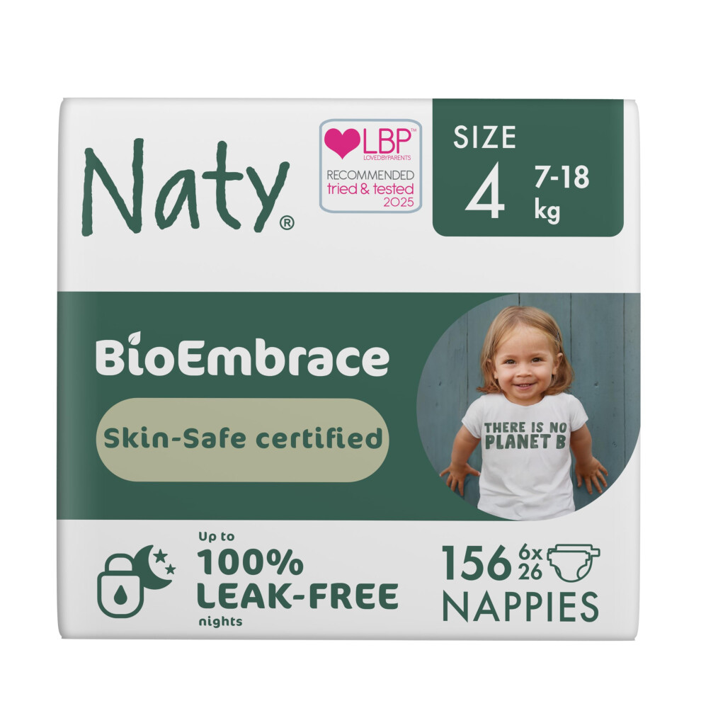 Bioembrace Baby Nappies | Sensitive Skin Safe Certified | Leak Protection Up To 100% | Plant-Based Softness, Premium Comfort | Chlorine-Free Naty