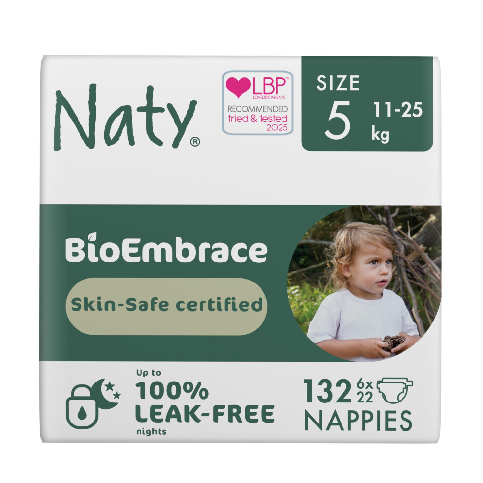 Bioembrace Baby Nappies | Sensitive Skin Safe Certified | Leak Protection Up To 100% | Plant-Based Softness, Premium Comfort | Chlorine-Free Naty