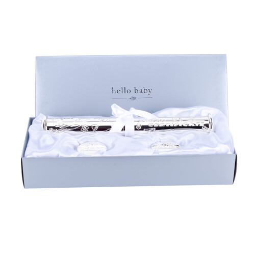 Quality Silver Plated Birth Certificate Scroll Tube and Display Stand 1