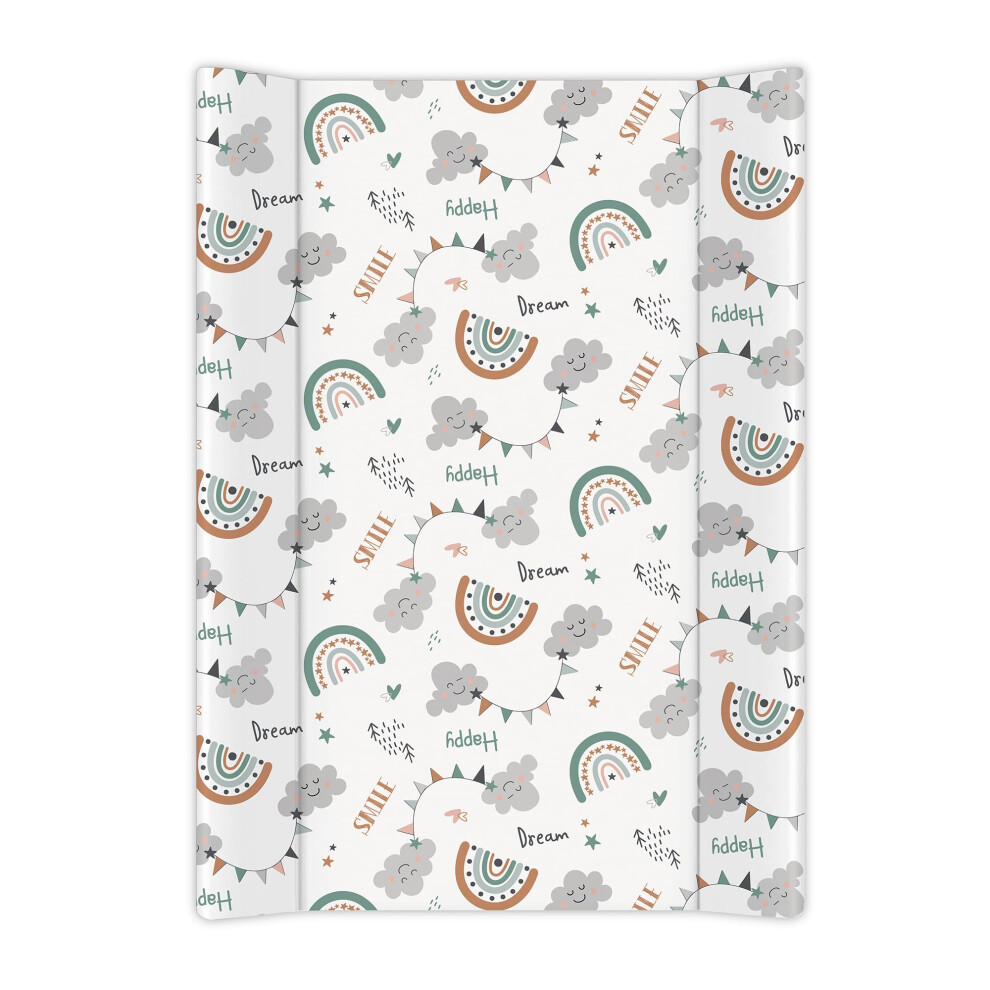 Tiny To Tots Baby To Toddler Wedge Changing Mat, Baby Changing Mat, Anti Roll Waterproof Raised Edges Comfortable Cushioned 70 X 50 X 10Cm Wipe Clean Material (One Size, Rainbow