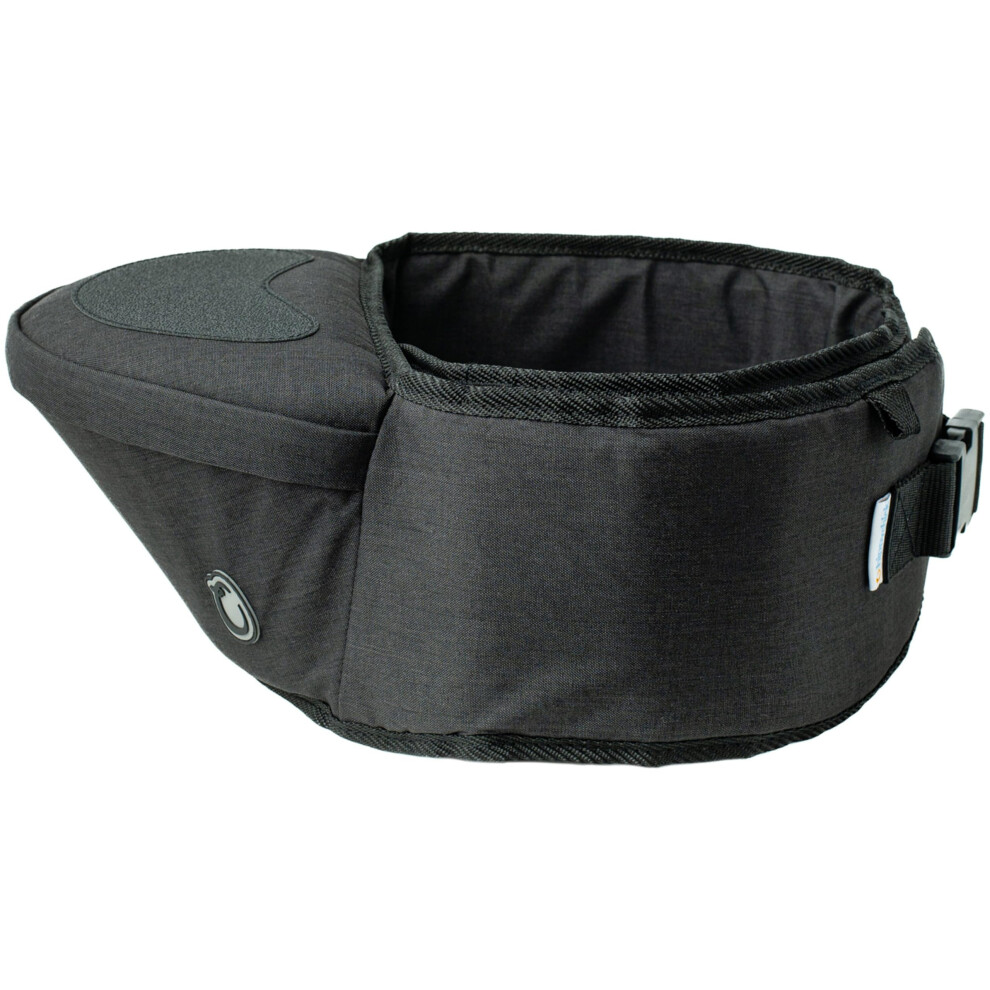 Hippychick Hipseat Baby Carrier, Lightweight Back-Saving Support Waist Stool, Adjustable Strap, Can Carry 6-36 Months Child, Denim Black