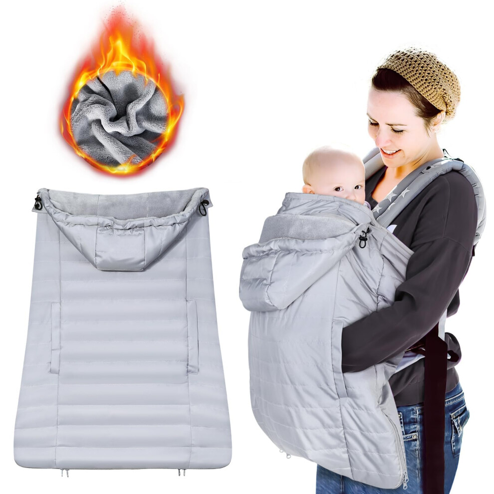 Baby Carrier Rain Cover, Waterproof Baby Carrier Cover With Removable Top, Baby Carrier Cover Winter With Warm Fleece Liner, Lightweight, Coral Orzbow