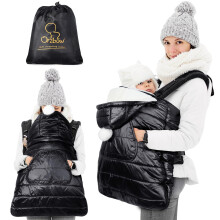 Baby Carrier Rain Cover, Waterproof Baby Carrier Cover with Removable Top, Baby Carrier Cover Winter with Warm Coral Fleece Liner, Lightweight, Front