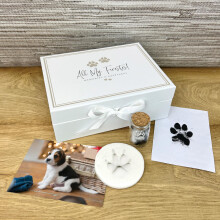 Complete Puppy/Kitten Keepsake Kit - All My Firsts Memory Box, Clay, Glass Fur Bottle, Ink Pad Capture Paw Prints & Fur | Precious Moments | W22cm x