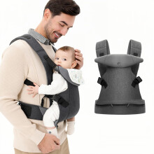 Baby Carrier for Newborn Ergonomic Carrier with Detachable Bibs Front & Back Carry Baby Holder Carriers for Toddlers 3-36 Months (3-15kg) Grey