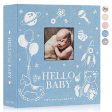 Lanpn Baby Photo Album 6x4 600 Pockets, Linen Cover Photo Book Newborn Bebe Album Memory Book with Front Window Holds 600 Horizontal and Vertical