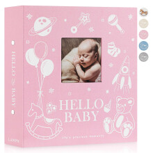 Lanpn Baby Photo Album 6x4 600 Pockets, Linen Cover Photo Book Newborn Bebe Album Memory Book with Front Window Holds 600 Horizontal and Vertical