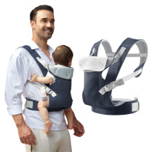 Baby Carriers from Newborn with Detachable Bibs Ergonomic Portable Baby Front & Back Backpack Carry Adjustable Toddlers Carrier for Newborn Navy Blue