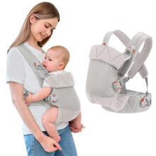 Baby Carrier Newborn to Toddler Ergonomic Infant Carrier Wrap Front & Back Backpack Carry Portable Holder Carrier Sling for Toddler Newborn Grey