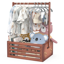 BAMBOOHOMIE Baby Shower Crate Closet, Shower Party Basket with Hangers Handle, Bamboo Gift Crate Box, Welcome Gift Basket for Newborn Baby, Pregnancy