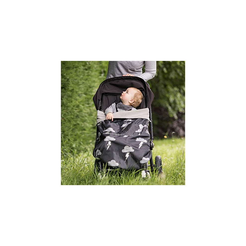 Go Multi-Use Waterproof Footmuff ( Lightning) - Use As Pushchair, Carrier, Sling, Car Seat Cover, Opens As Playmat, Universal Fit & Silver Bundlebean