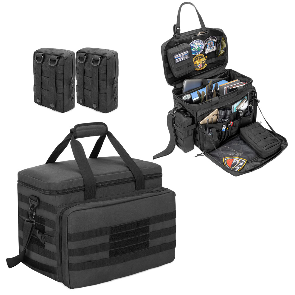 Samdew Police Patrol Bag With 2 Removable Molle Pouches, Police Duty Bag For Law Enforcement, Police Bailout Tactical Organizer For Car Front Seat, 5051226068980