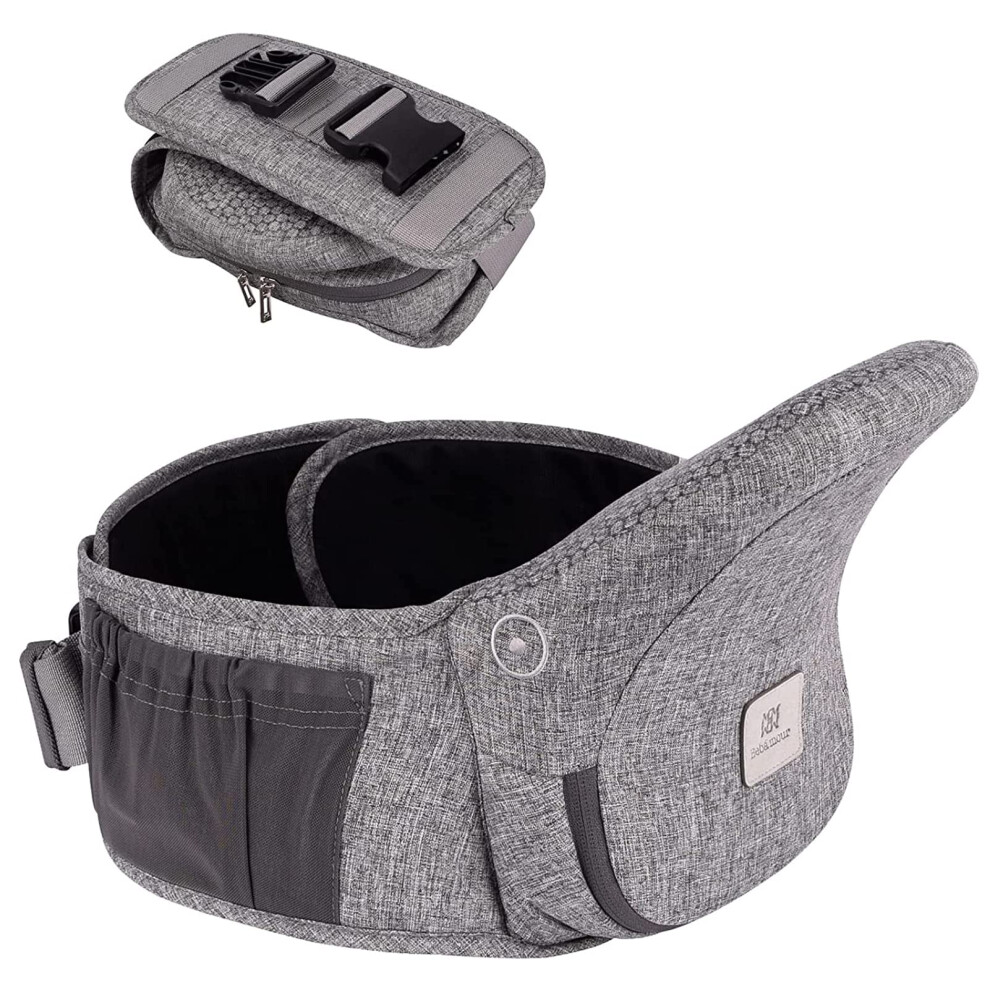 Bebamour Baby Carrier Hip Seat 0-36 Months Lightweight 3 In 1 Baby Carrier Newborn To Toddler Hipseat (With Waist Extender, Fold Series, Grey)
