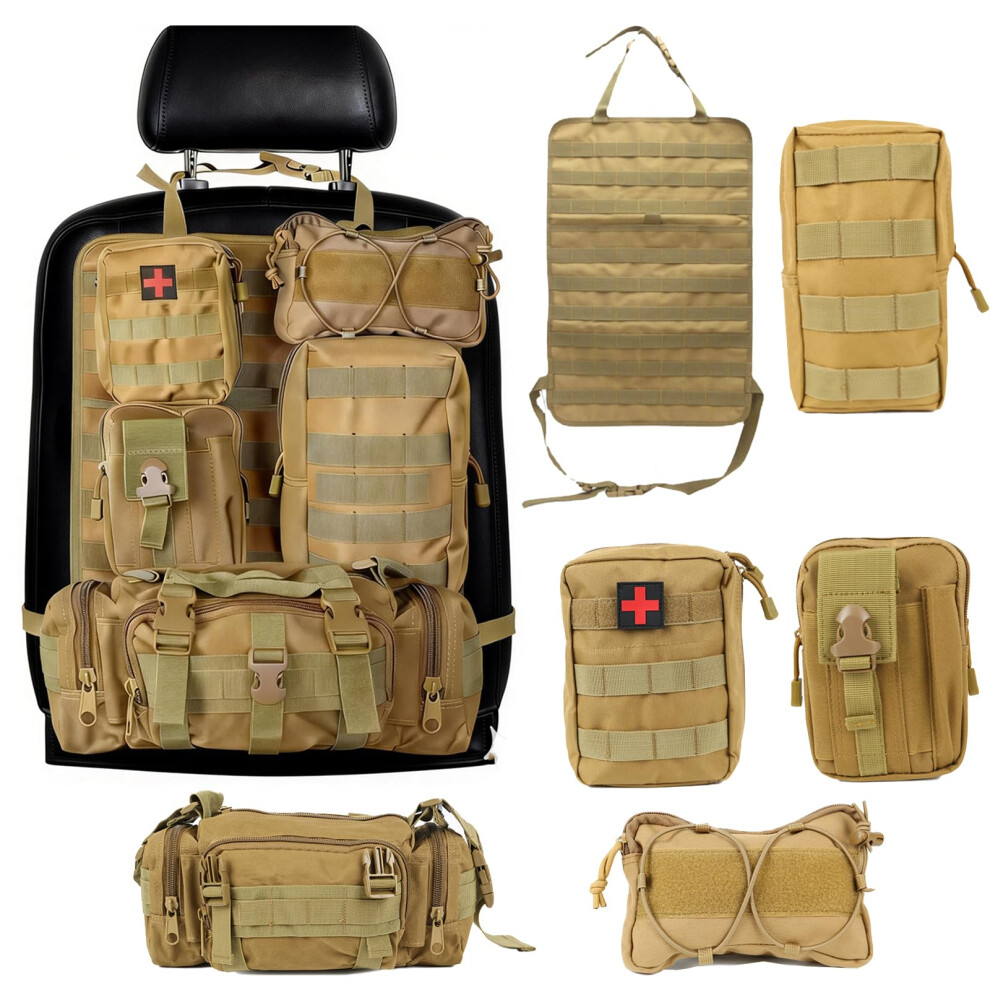Mocoli Tactical Car Seat Organizer, Backrest Protector With 5 Detachable Pockets, Tactical Car Seat Backrest Organizer, Car Seat Back Bag For Most 5051226067808
