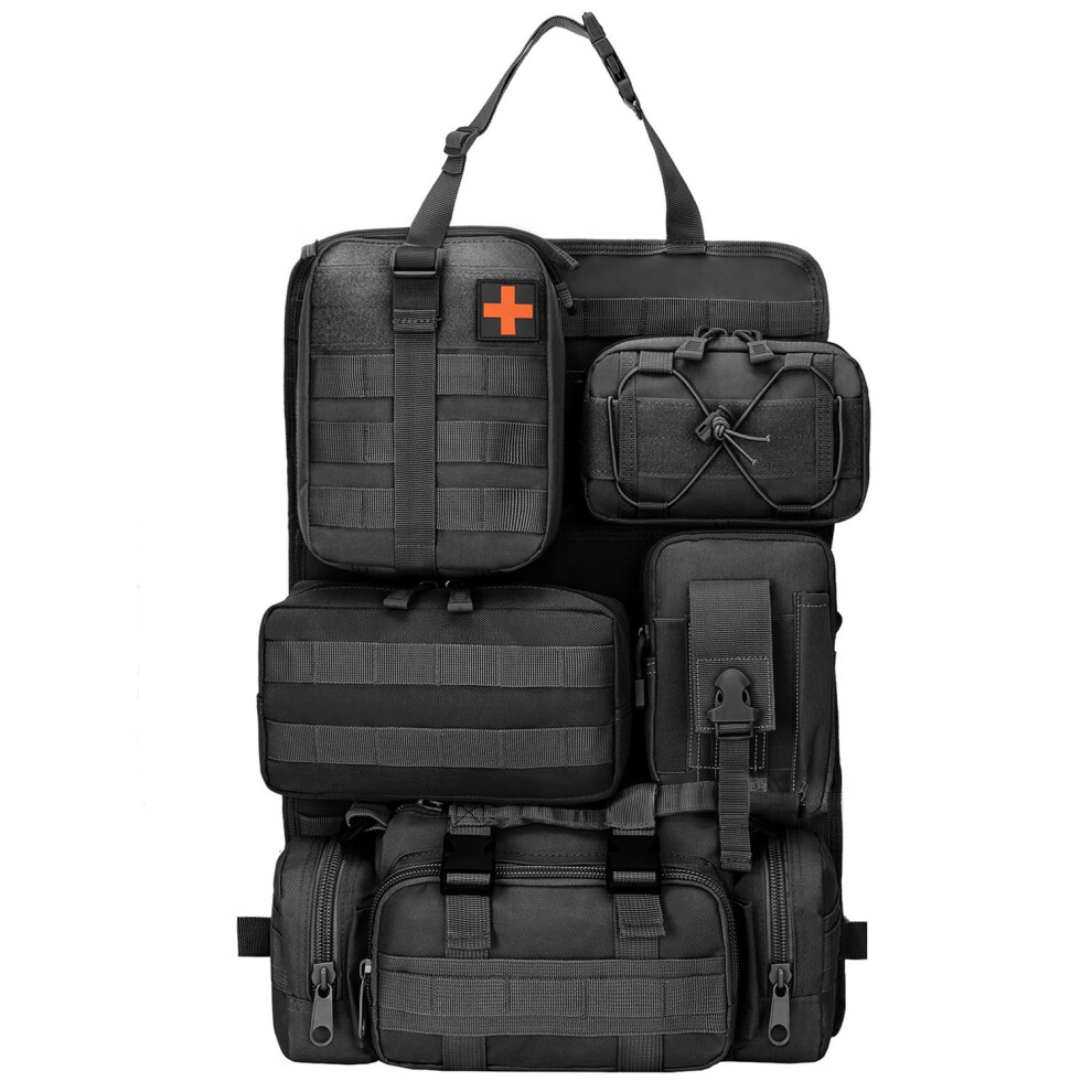 Yolispa Tactical Car Seat Back Organizer, Back Seat Organiser With 5 Detachable Molle Pouches, 600D Oxford Waterproof Tactical Vehicle Car Backrest 5051226069109