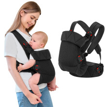 Baby Carrier Newborn to Toddler Ergonomic Infant Carrier Wrap Front & Back Backpack Carry Portable Holder Carrier Sling for Toddler Newborn Black
