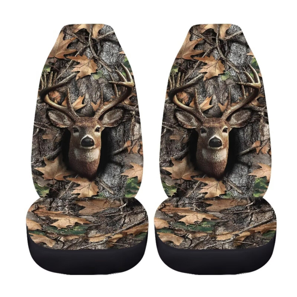 Hunting Deer Forest Camo Pattern Car Seat Cover With Elastic Straps, Durable And Comfortable Car Seat Protector Suitable For Small Cars, Xoenoiee