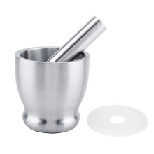 Conjunto de Triturador de Comprimidos de Especiarias de Aço Inoxidável com Pilão e Almofariz com Tampa Protetora para Cozinha ou Moagem
