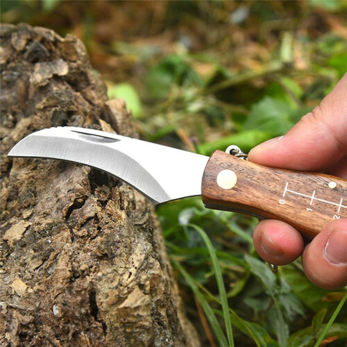 Yellow  Mushroom Knife Camping Hunting Survival Multi-Function Folding Grill Brush Tool 2