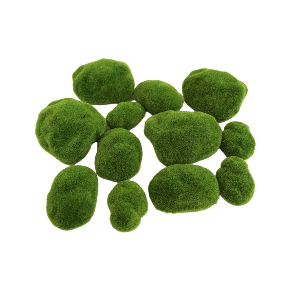 12Pcs Moss Rocks Artificial Green Stone Decoration Fake Lifelike Plant Simulation Ornament Party Window Display 4713933451455