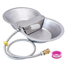 2 Gallonen Großer Automatischer Wasserspender für Große Hunde, Schwimmerventil-Kits, Tränketrog für Tiere, Edelstahlnapf